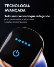 Aparelho anticelulite Cellublue a demonstrar intensidades reguláveis