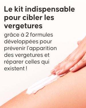 Application du soin anti-vergetures Cellublue sur ventre rond