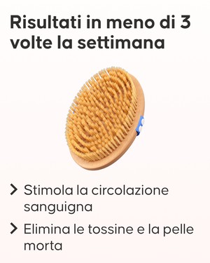 Utilizzo della spazzola a secco Cellublue con movimenti circolari sul corpo