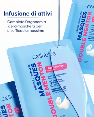 Applicazione maschera doppio mento Cellublue zona mento e collo