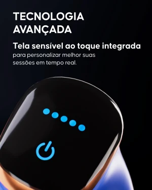 Aparelho anticelulite Cellublue a demonstrar intensidades reguláveis