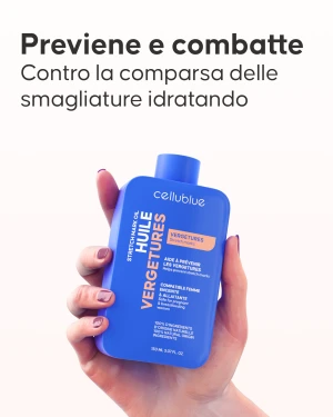 Applicazione olio Cellublue per prevenire le smagliature