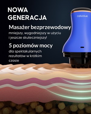 Aplikacja masażera Cellublue na brzuch i boki