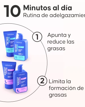 Rutina de aplicación día y noche del Pack Adelgazante Cellublue