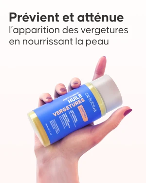 Huile vergetures Cellublue massage peau en douceur