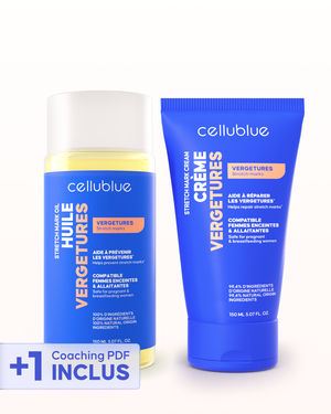 Contenu du kit anti-vergetures Cellublue huile et crème