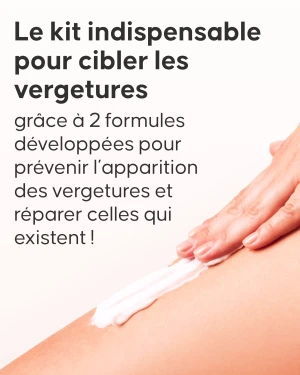 Application du soin anti-vergetures Cellublue sur ventre rond