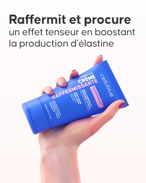 Geste soin avec crème raffermissante Cellublue