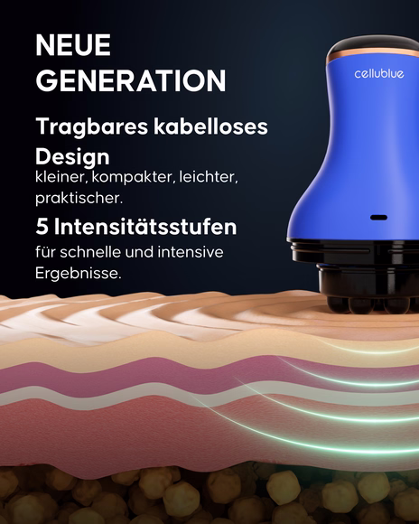 Cellublue Schlankheitsgerät Anwendung am Oberschenkel
