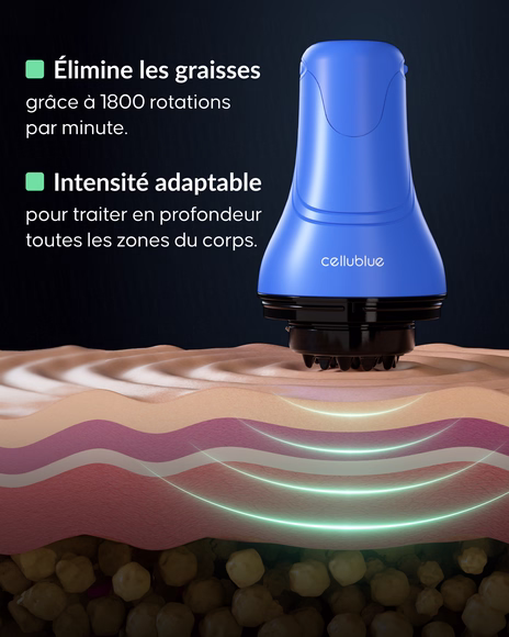 Démonstration des vibrations ciblées de l'appareil minceur Cellublue