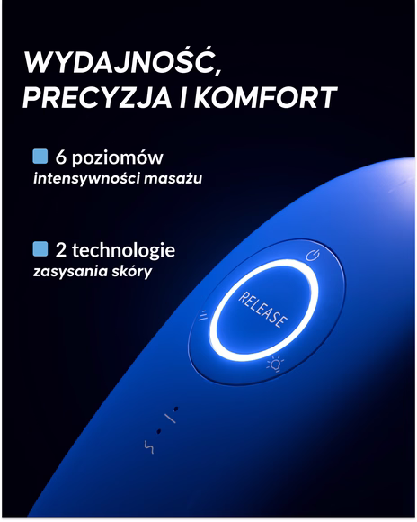 Efekt zasysania skóry bańką elektryczną Cellublue