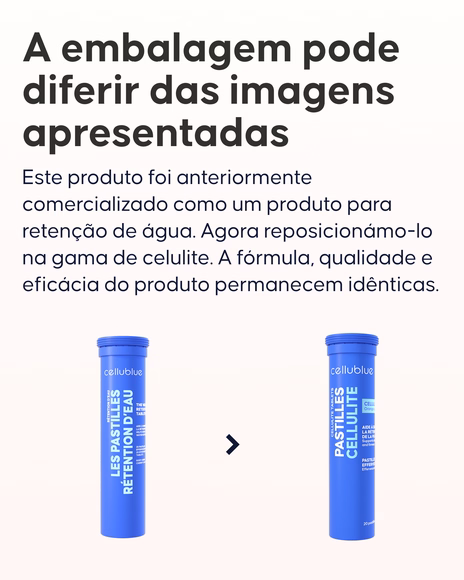 Mulher a beber água com pastilha efervescente anticelulite Cellublue
