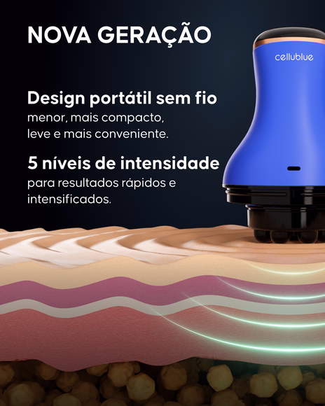 Detalhes das cabeças de massagem do aparelho Cellublue