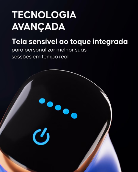 Aparelho anticelulite Cellublue a demonstrar intensidades reguláveis