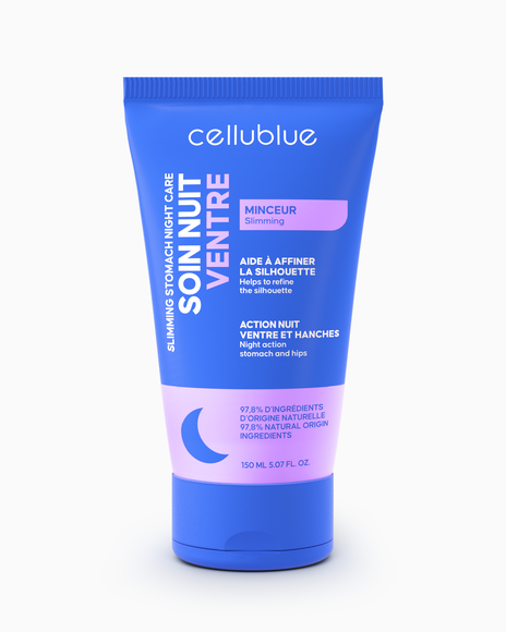 Nakładanie kremu Cellublue na brzuch przed snem