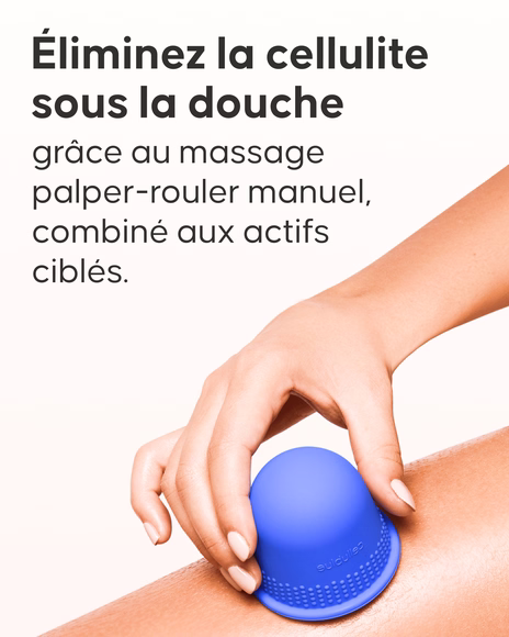 Routine anti-cellulite Cellublue étape application sous la douche