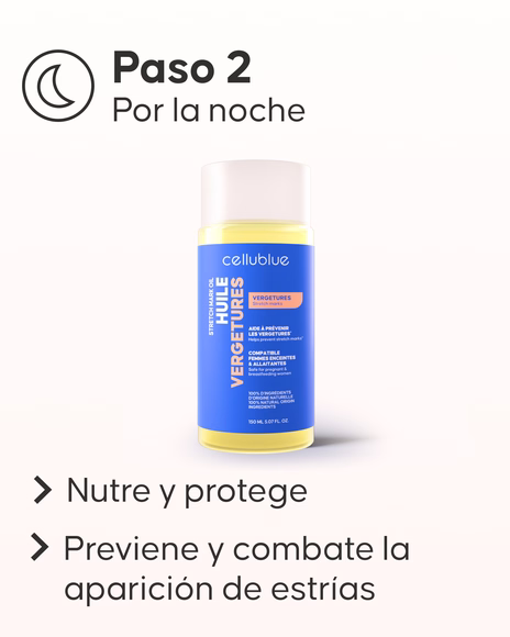 Textura del aceite antiestrías Cellublue en la piel