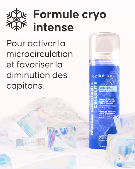 Mousse crépitante Cellublue résultats visibles sur la peau