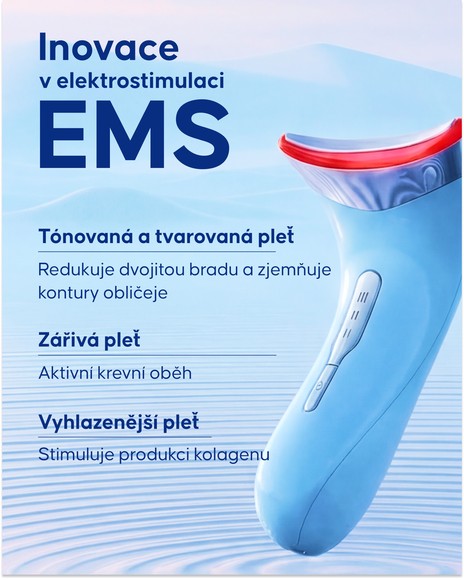 Aplikace EMS přístroje Cellublue na oblast podbradku