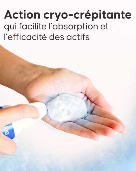 Mousse cellulite Cellublue geste application cryo