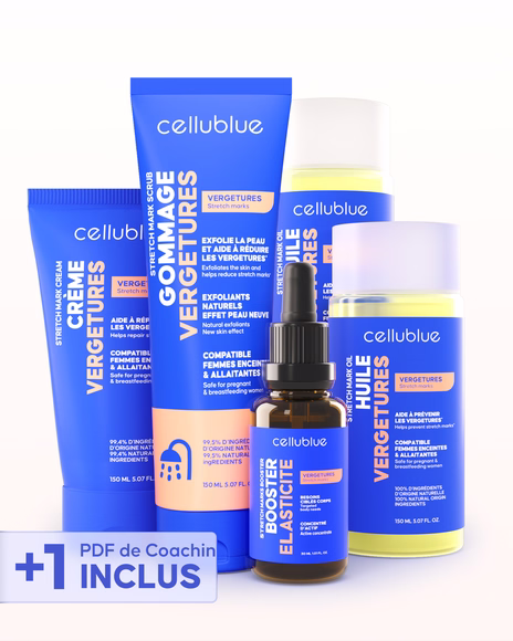 Crema y aceite antiestrías del pack Cellublue