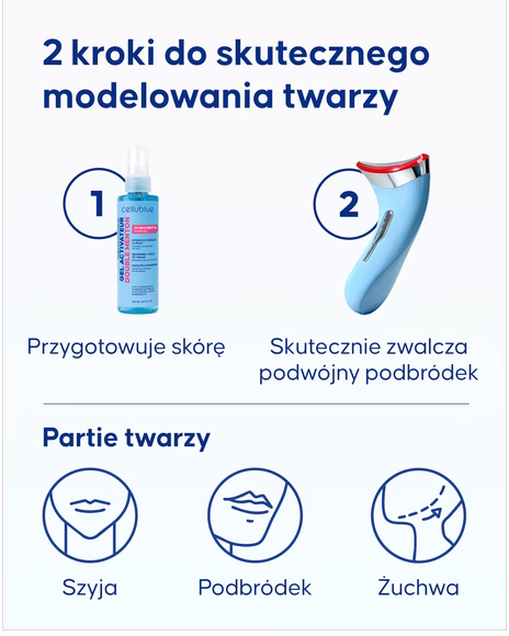 Efekty liftingu twarzy z urządzeniem EMS Cellublue