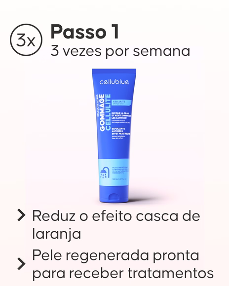 Aplicação dos cuidados anticelulite do Pack Maxi Cellublue