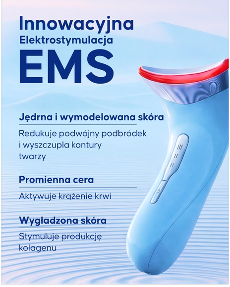 Masaż podbródka urządzeniem EMS sculptant Cellublue