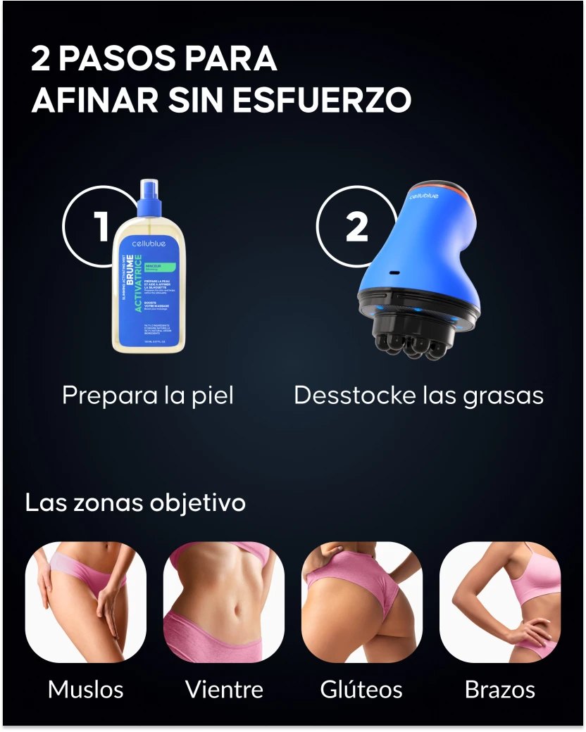 Detalle de uso del aparato adelgazante Cellublue en piernas