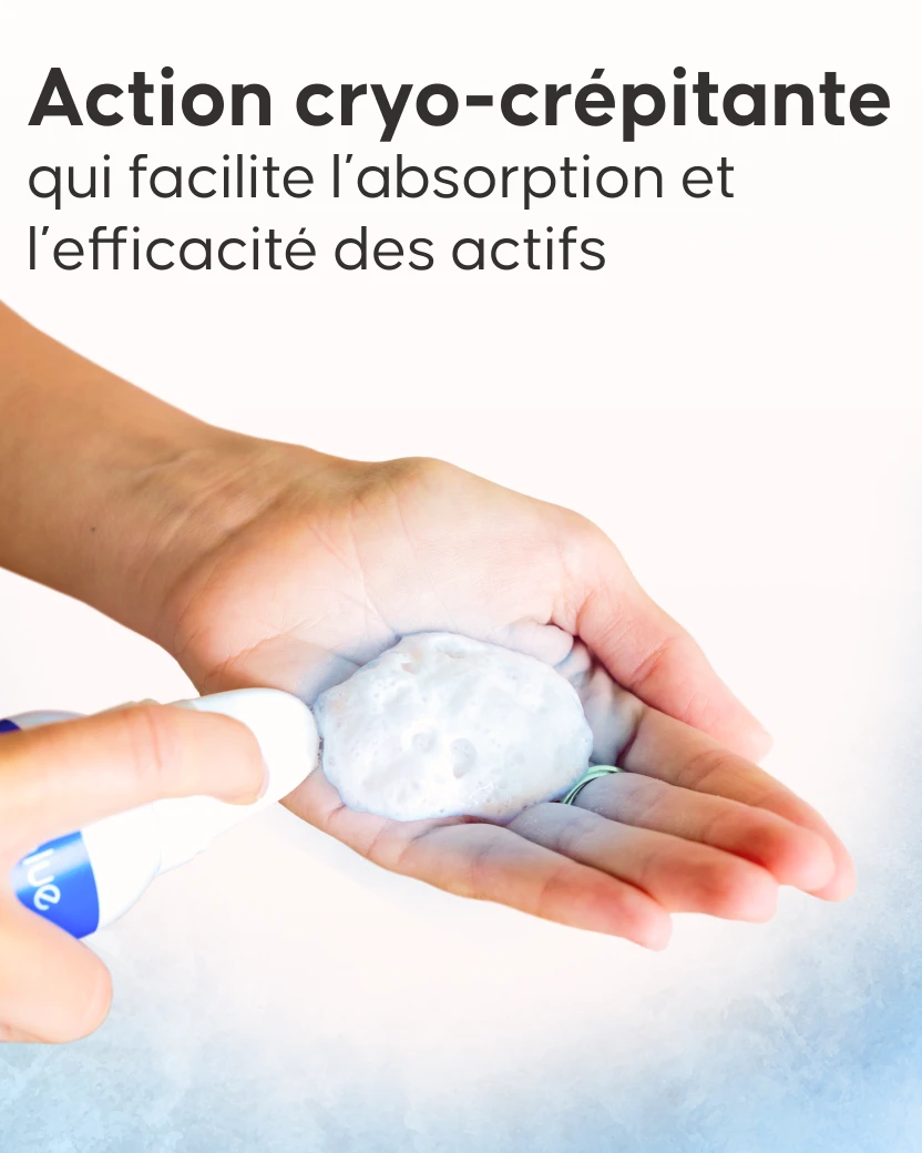 Mousse cellulite Cellublue geste application cryo