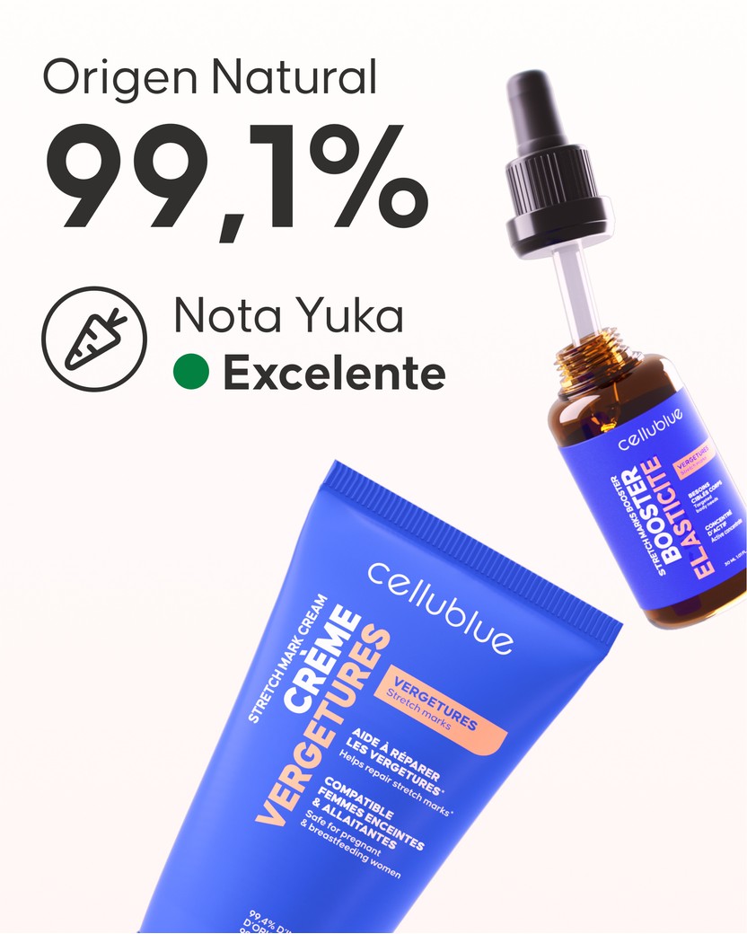Textura de la crema reparadora de estrías Cellublue en detalle