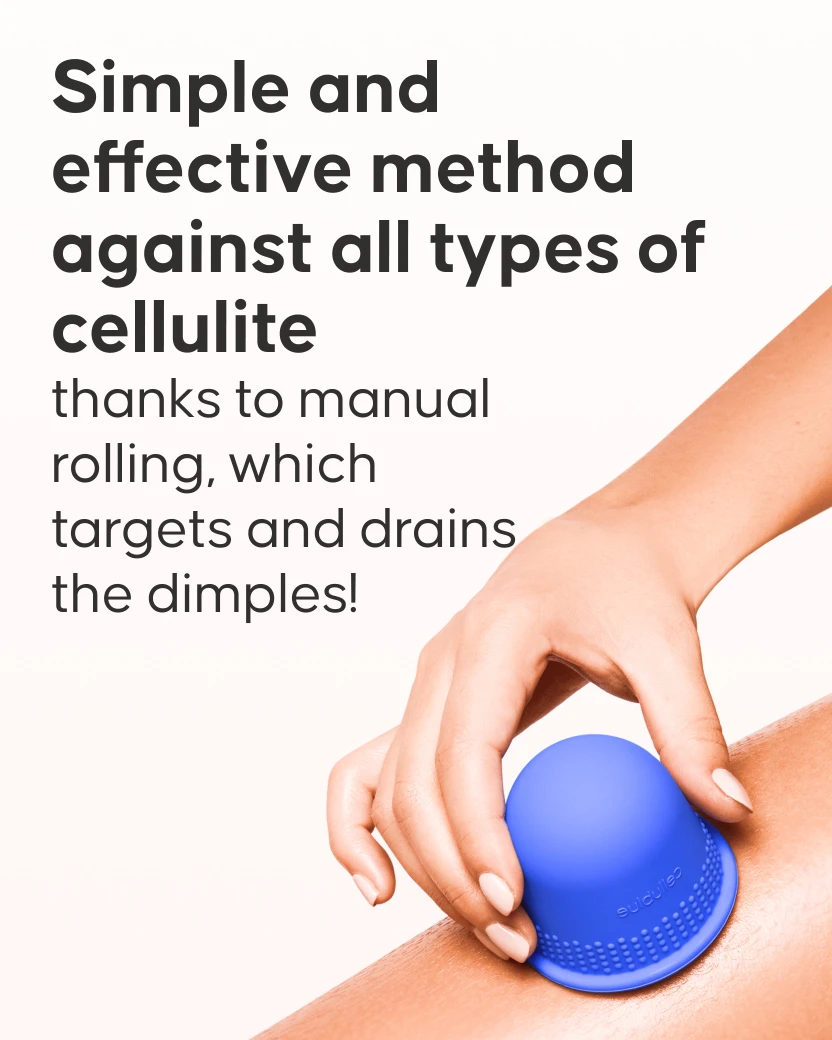 Cellublue suction cup reproducing palpate-roll massage on thigh