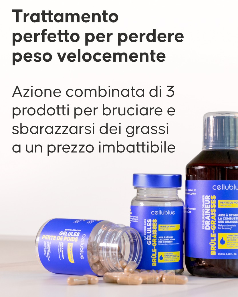 Capsule brucia grassi e drenanti del programma dimagrimento Cellublue