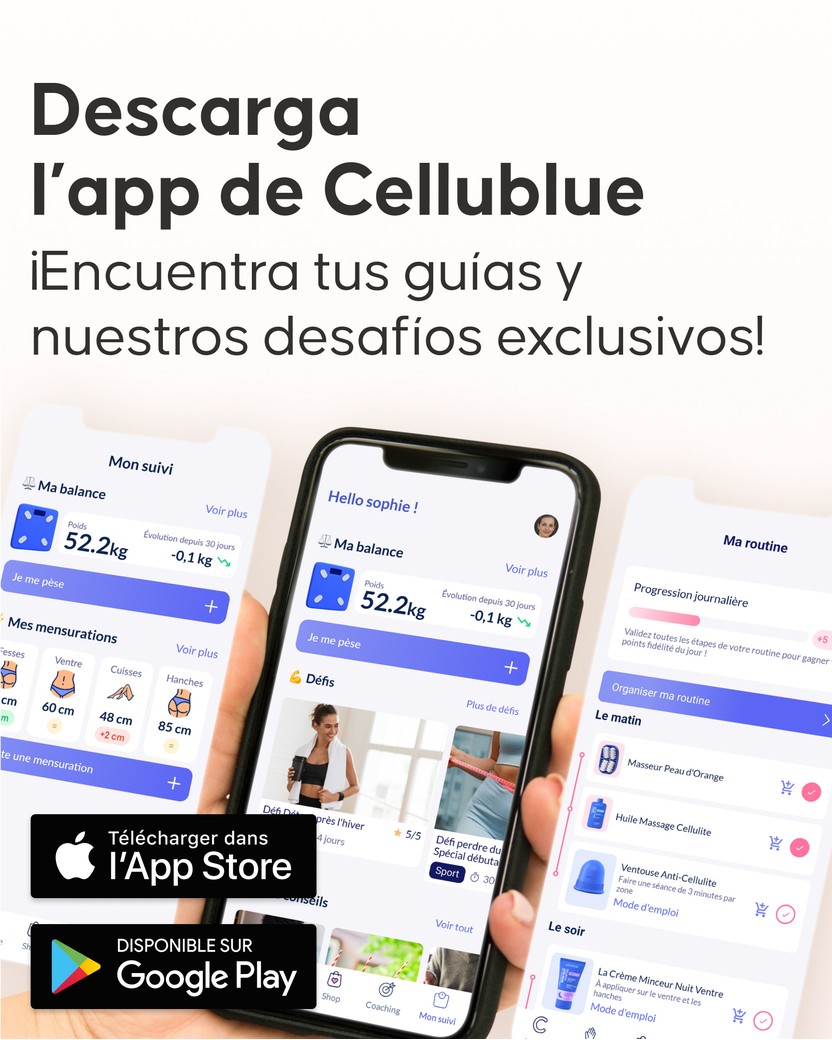 Resultados visibles piel lisa con masajeador Cellublue