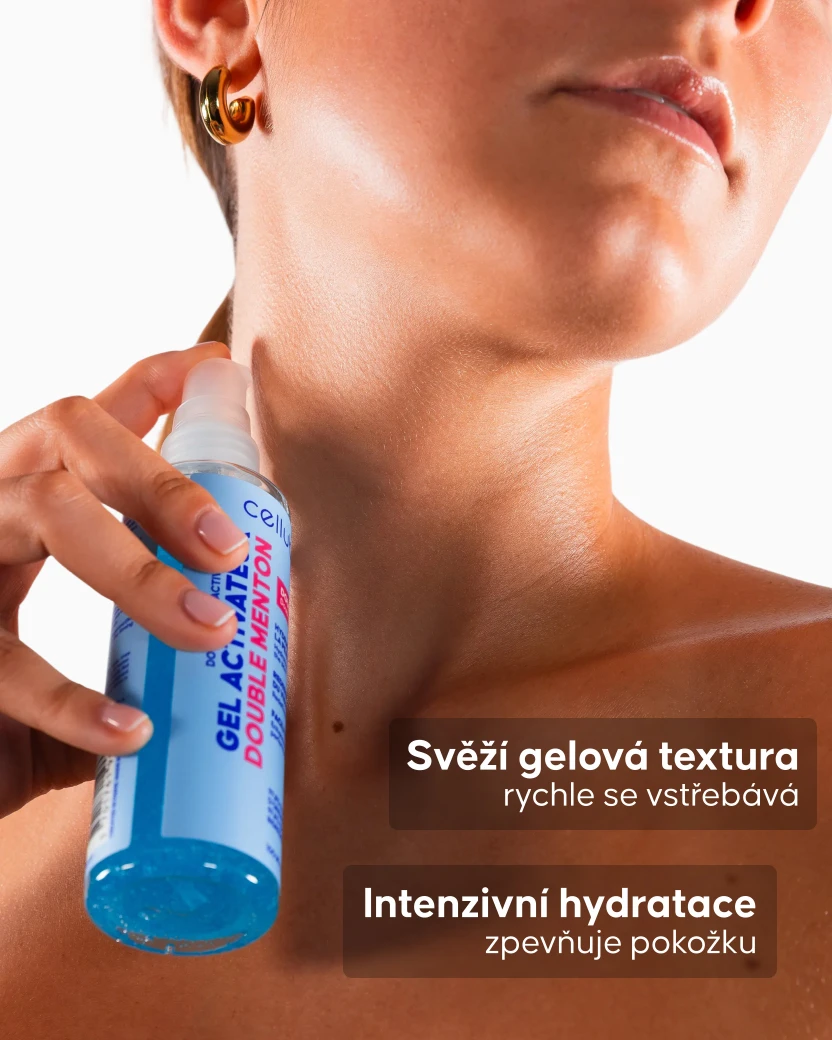 Nanášení gelu Cellublue na oblast krku a brady