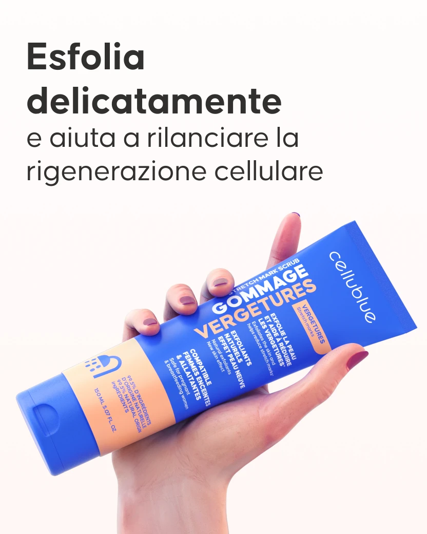 Texture cremosa scrub smagliature Cellublue dettaglio