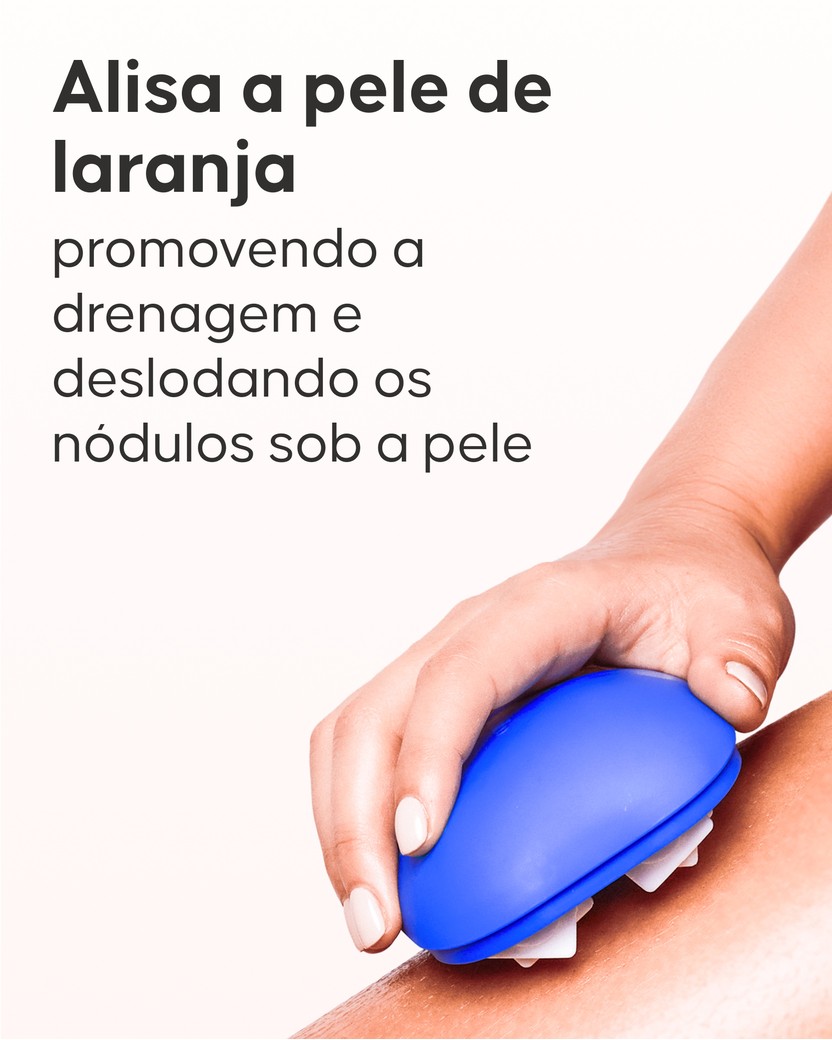 Massajador Cellroller Cellublue detalhe do design patenteado de drenagem