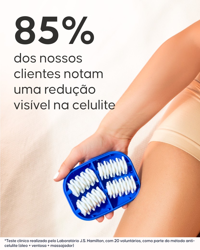 Massajador Cellroller aplicado na pele para alisar casca de laranja