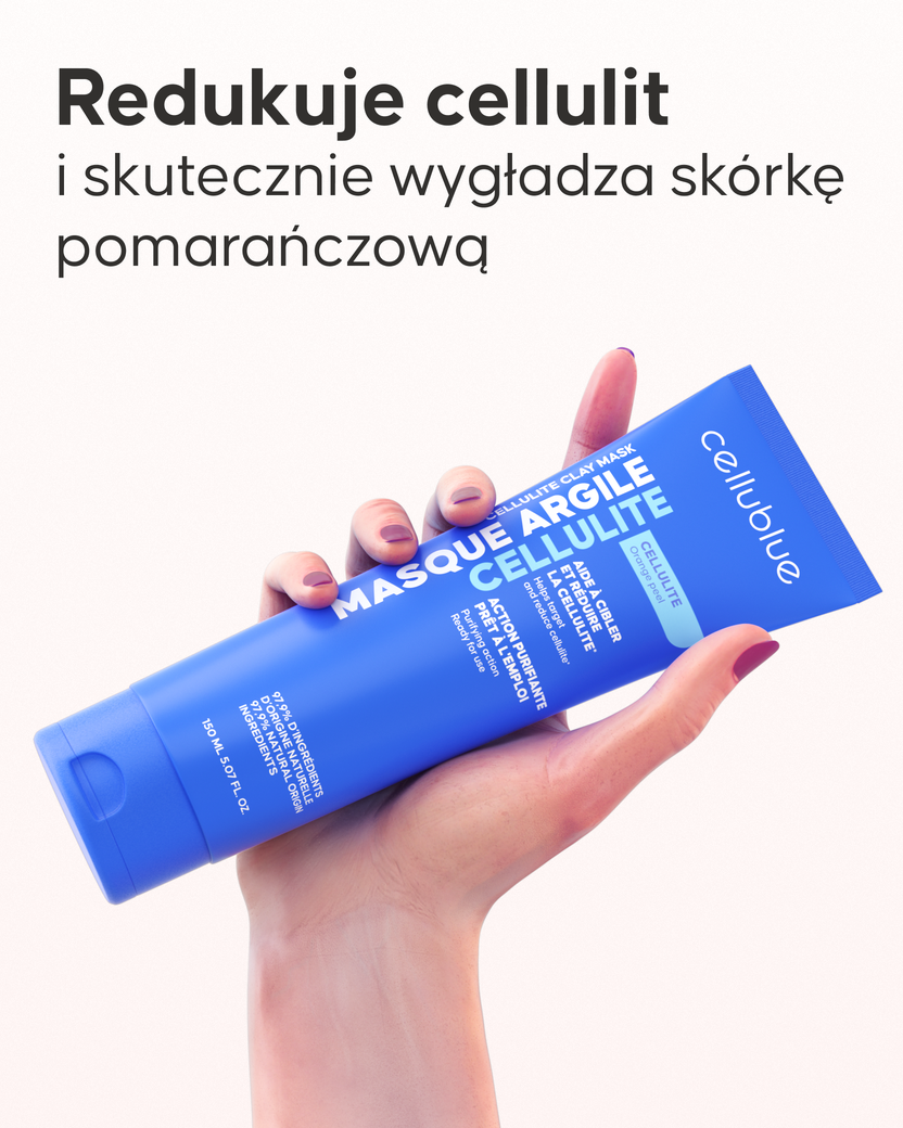 Aplikacja maski detox Cellublue na skórę ud