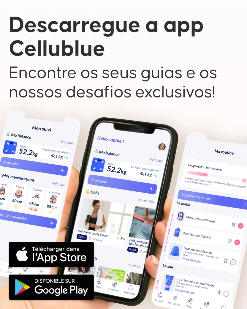 Modo de utilização do duo reparador de estrias Cellublue