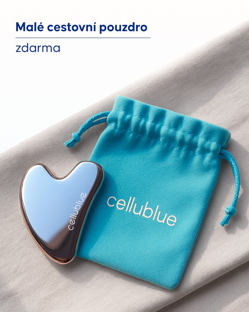 Kovová Gua Sha Cellublue aplikace na kontury obličeje