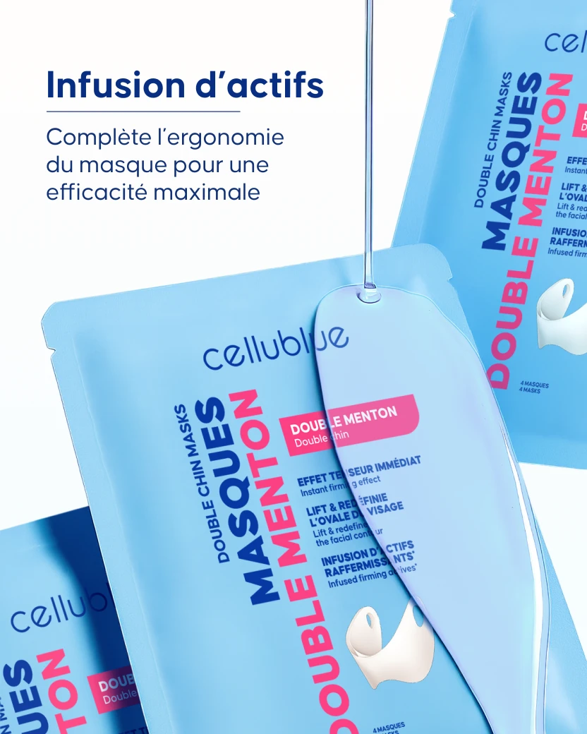 Masque double menton Cellublue posé à plat vue principale
