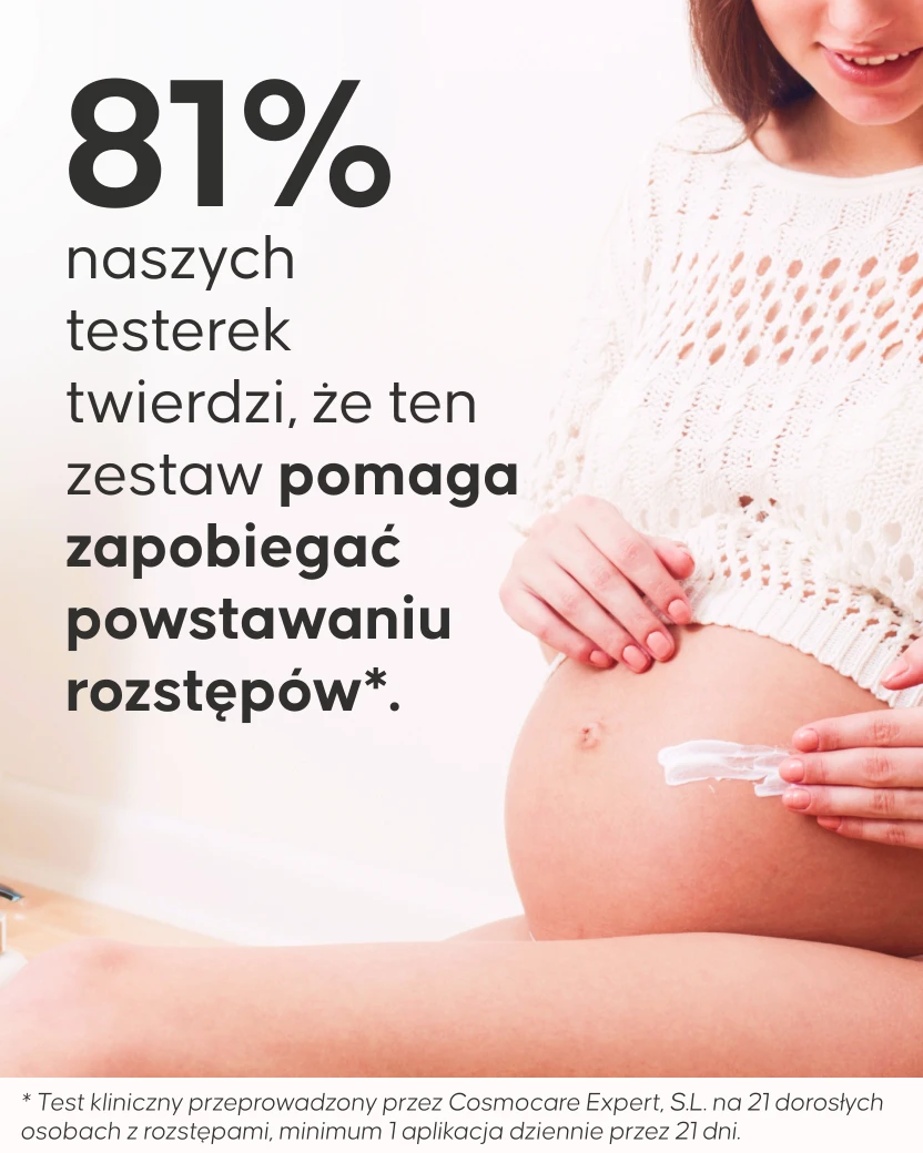 Aplikacja olejku przeciw rozstępom na brzuch w ciąży