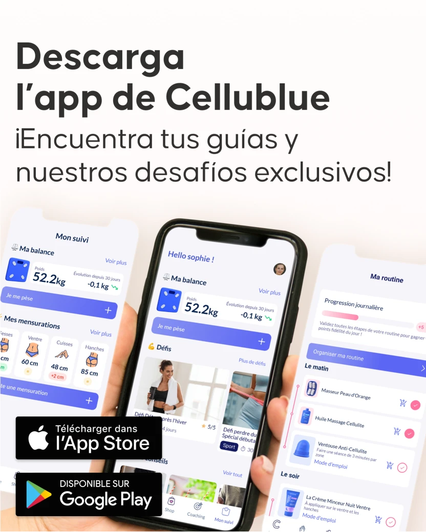 Resultados visibles piel lisa con masajeador Cellublue