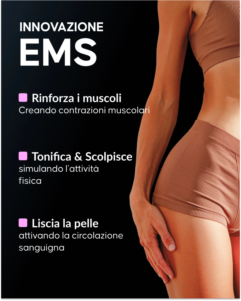 Utilizzo dell'elettrostimolatore EMS Cellublue sulle cosce