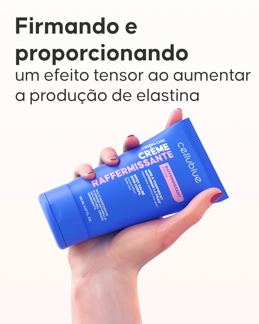 Textura do creme reafirmante Cellublue aplicada na pele