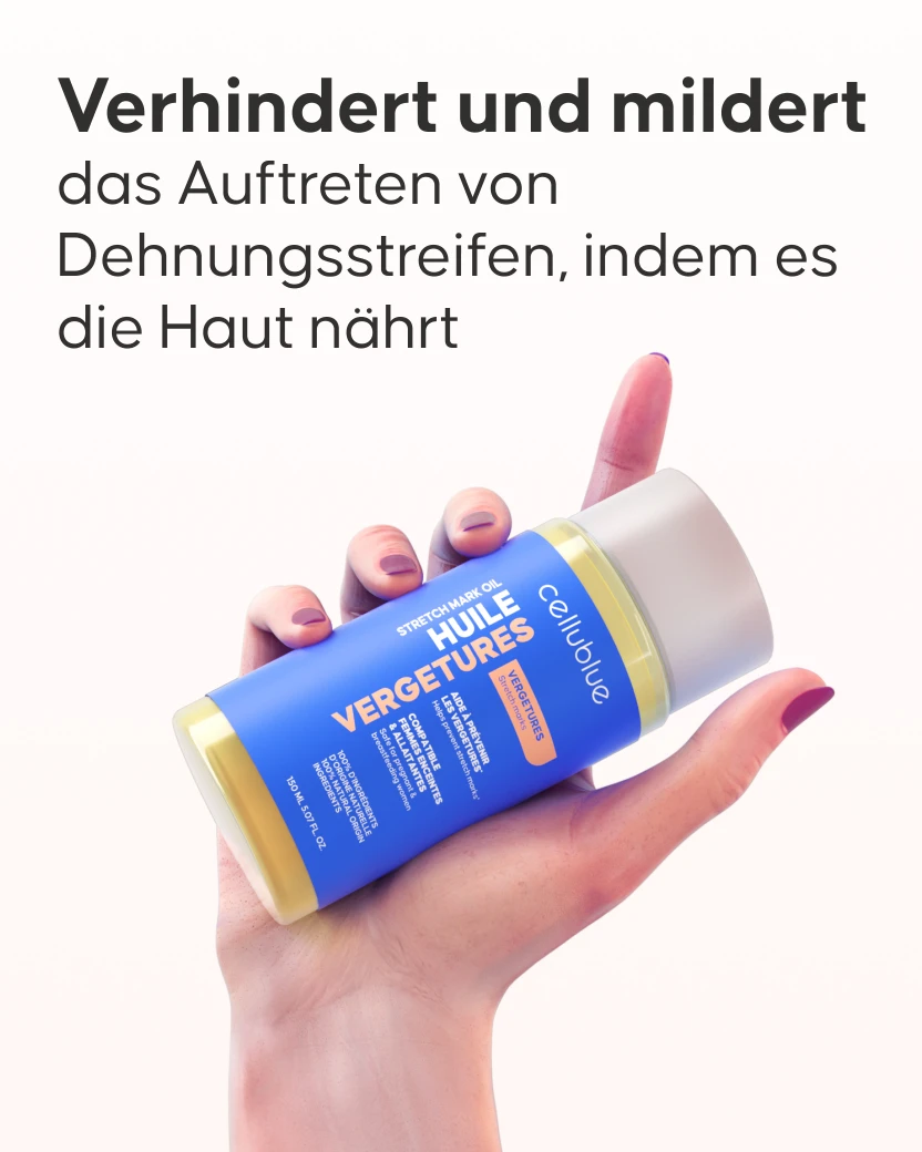 Dehnungsstreifen-Öl von Cellublue Produktdetail mit Pipette