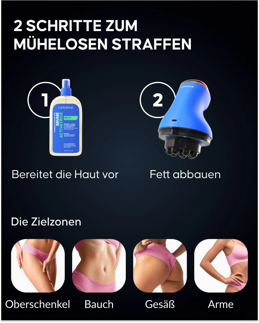 Cellublue Massagegerät kabellos Nahaufnahme Massageköpfe