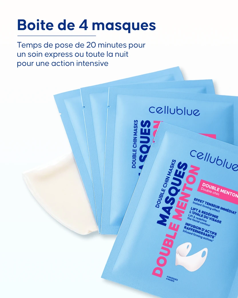 Résultat masque double menton Cellublue avant après utilisation