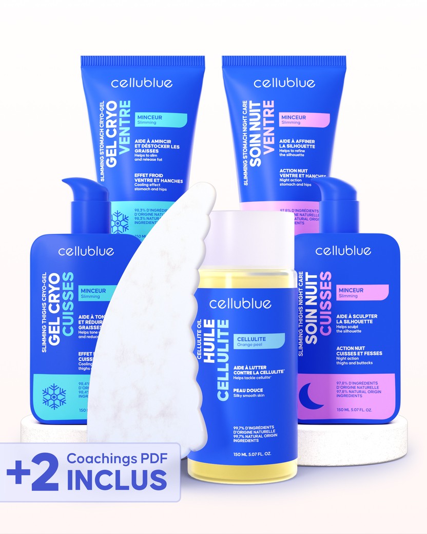 Maxi Slimming Pack contents with cryo gels and night creams displayed